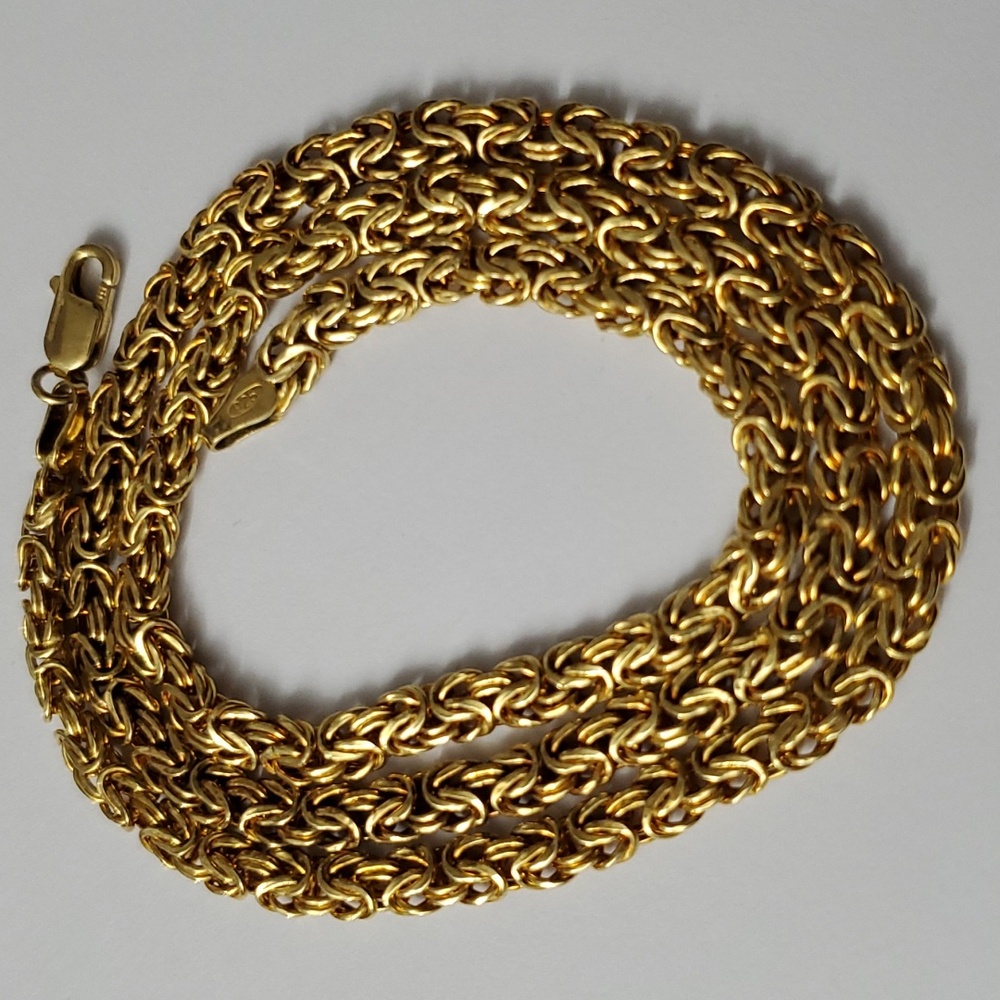 Gold Sterling Silver 925 Byzantine Necklace